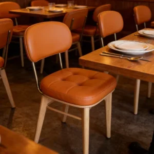 Upholstered Dining Chair Soft Padded Seat Backrest Support Elegant PU Leather Fabric Furniture for Home Restaurant